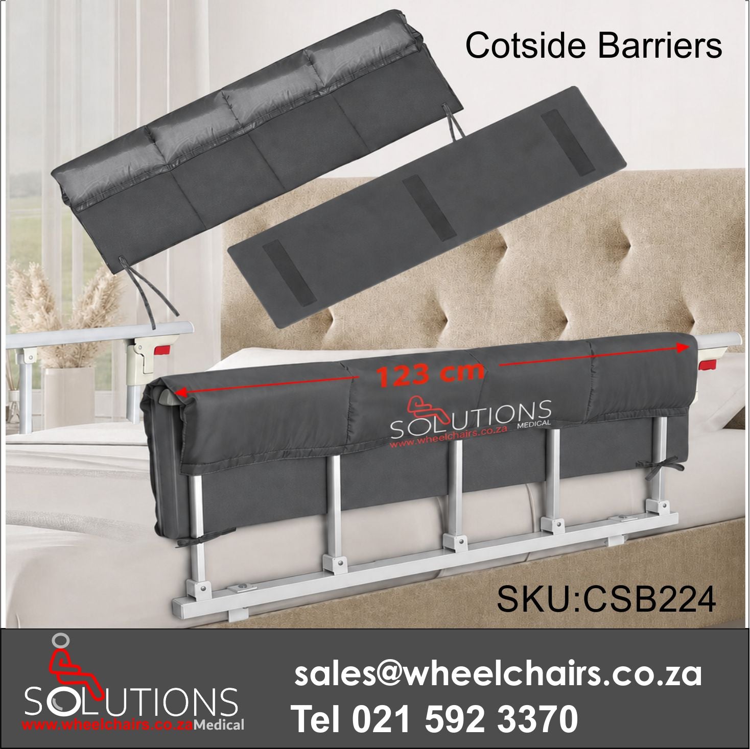 Cotside Bed Barrier – Padded Safety Rail