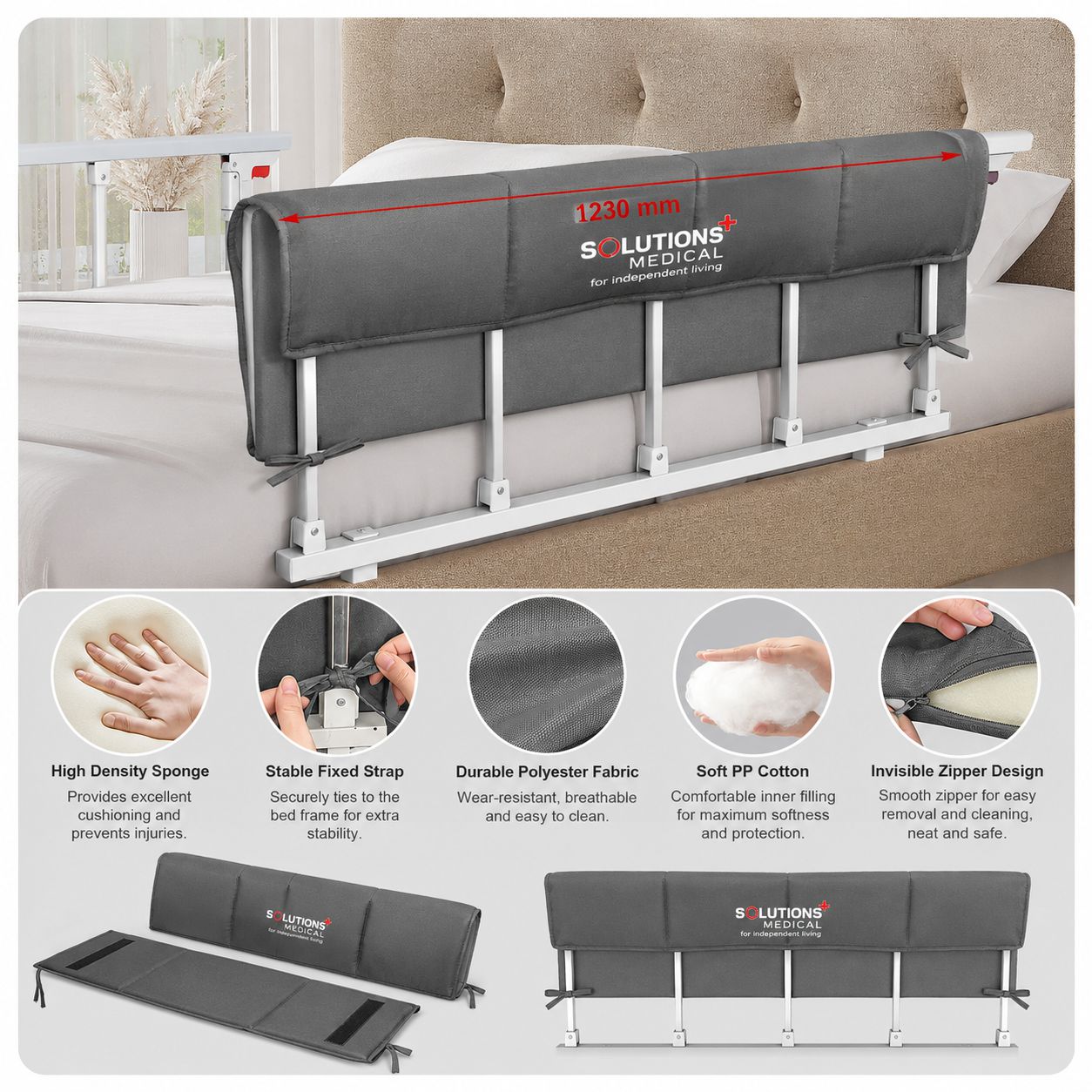 Cotside Bed Barrier – Padded Safety Rail