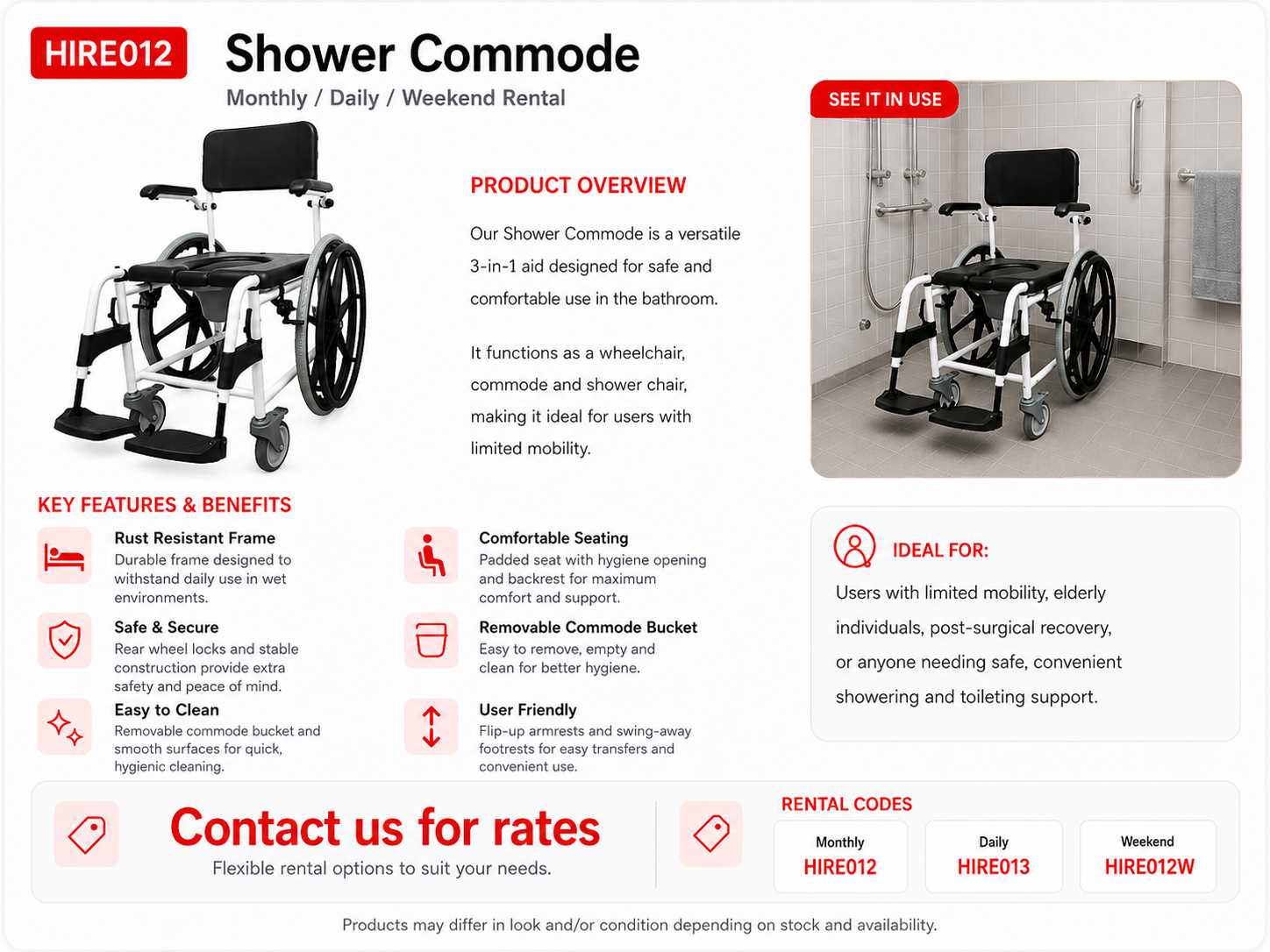 HIRE SHOWER COMMODE