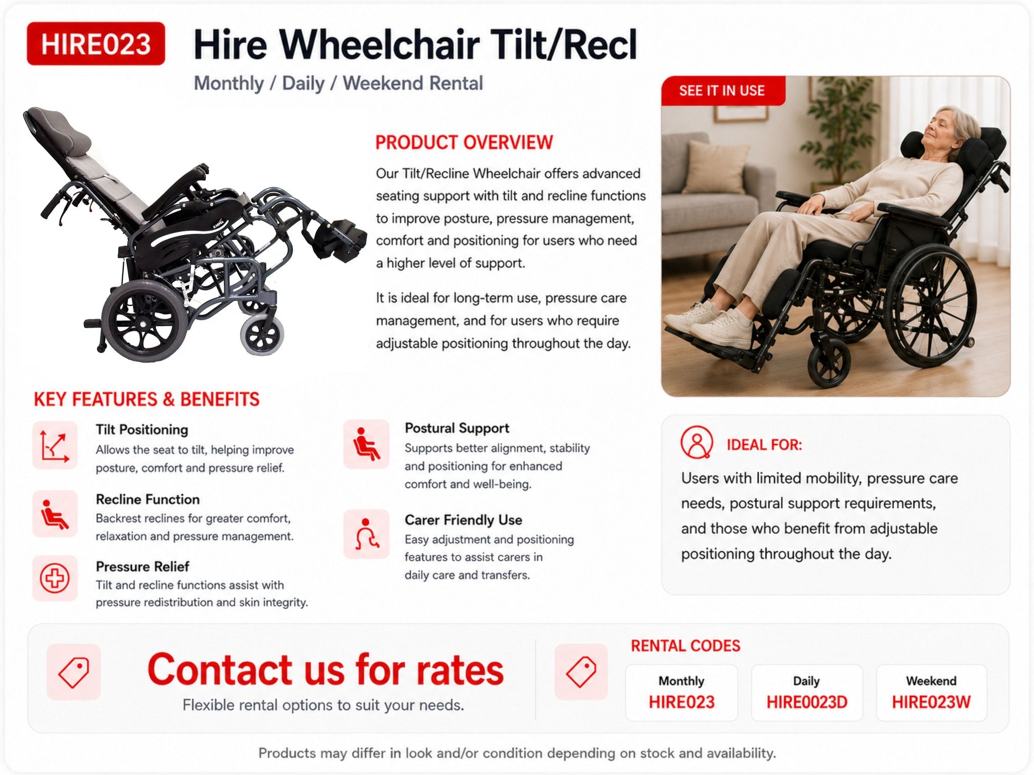 HIRE WHEELCHAIR TILT MANUAL