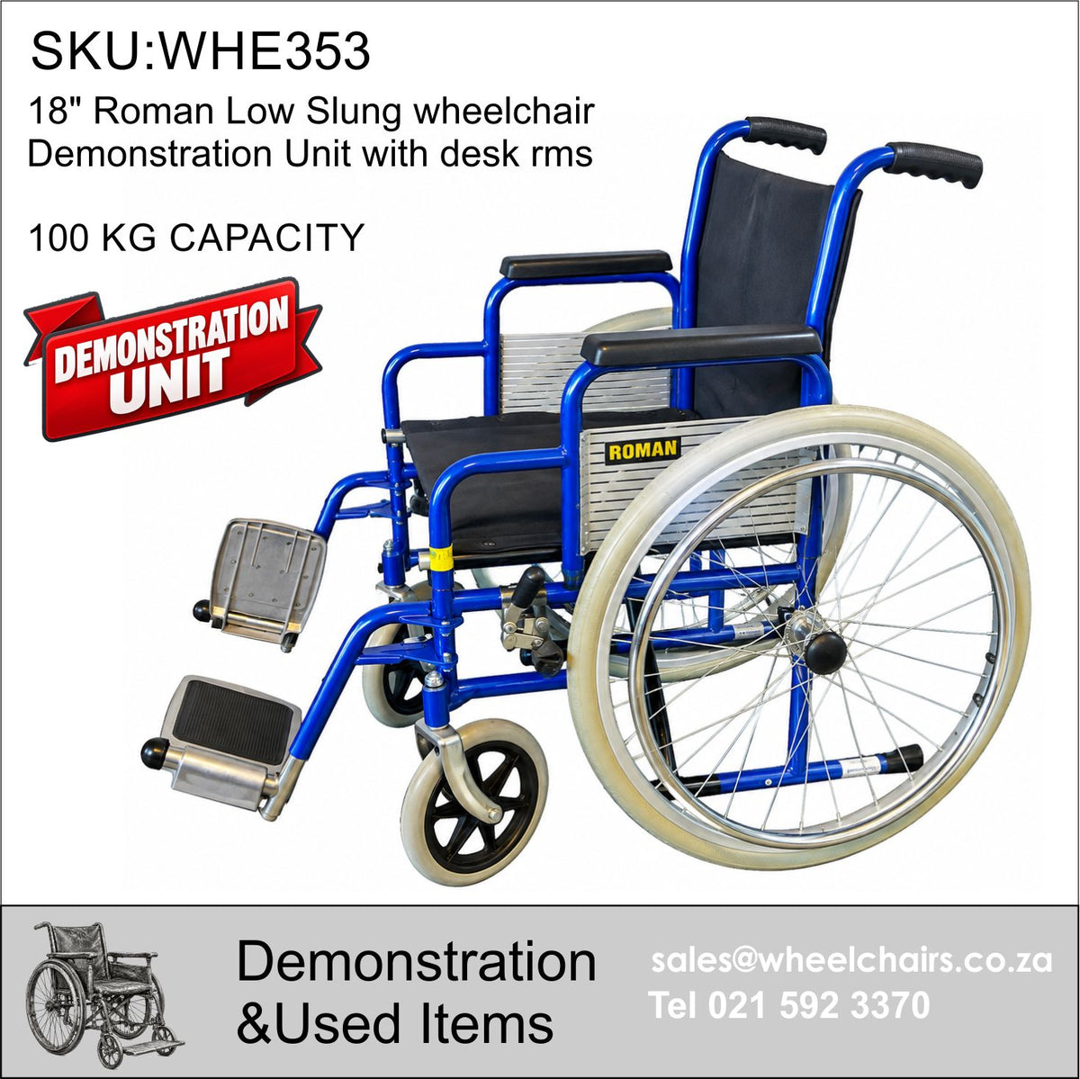 WHEELCHAIR ROMAN 18" LOW SLUNG - USED