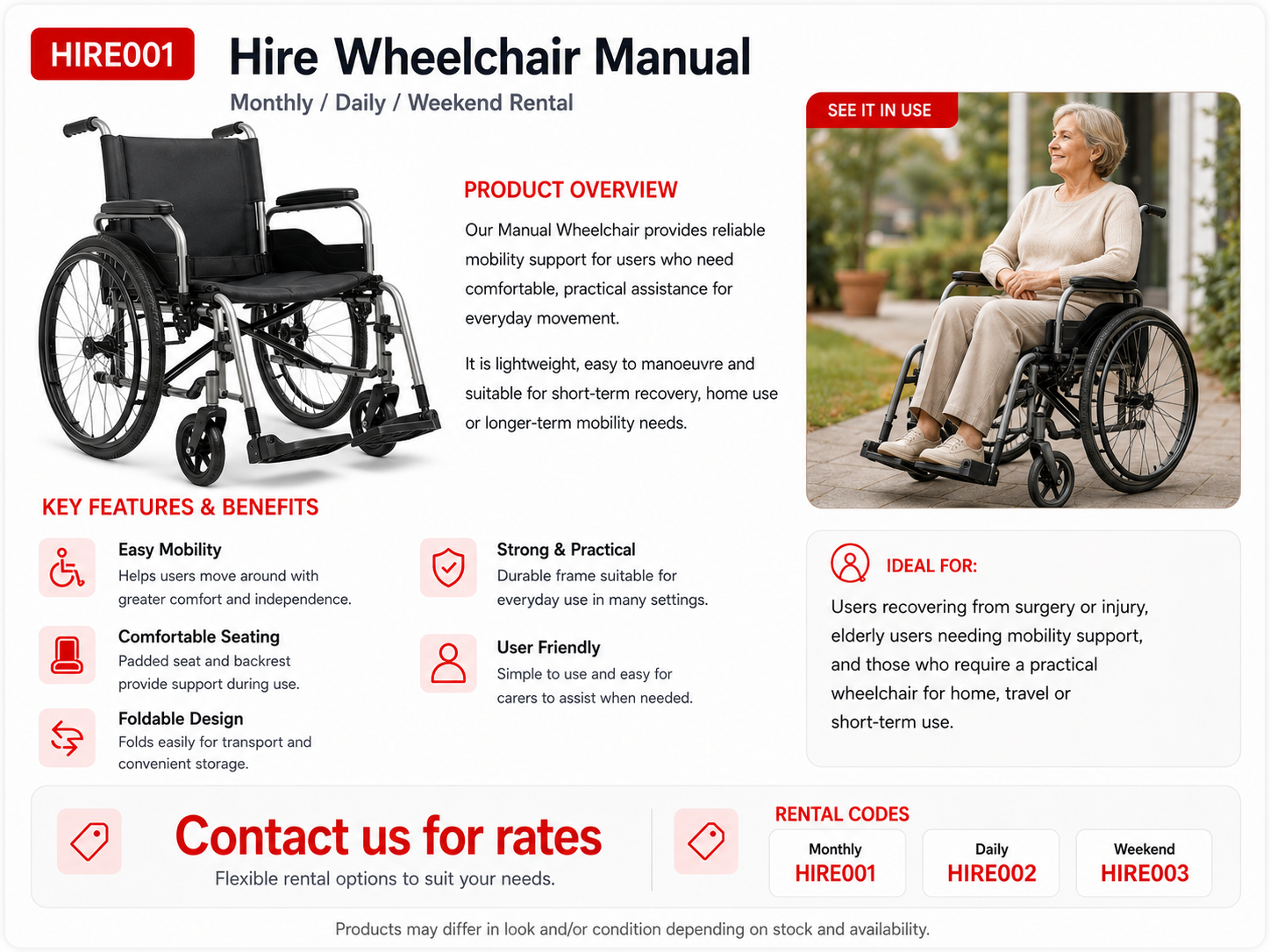 Wheelchair Rental Manual chair