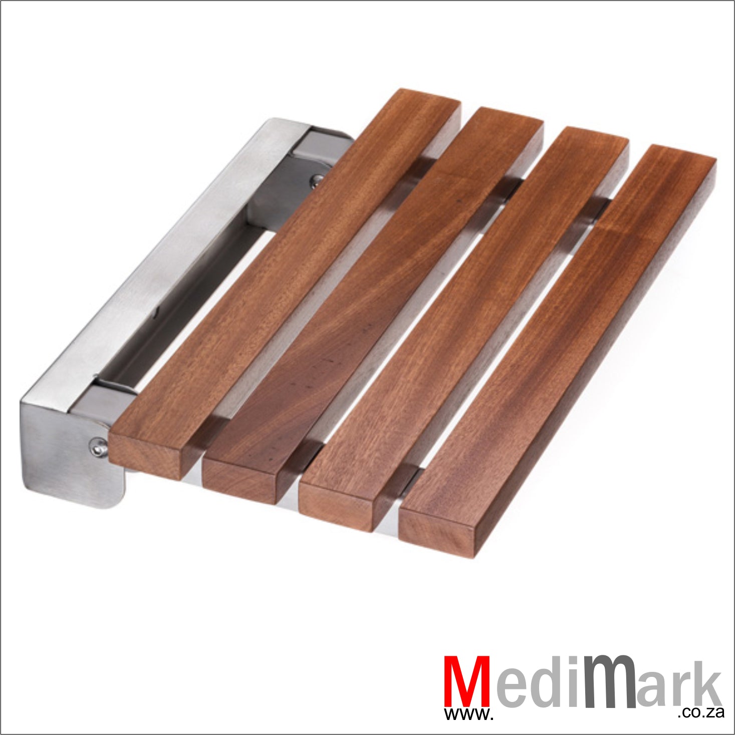 SHOWER SEAT WITH TIMBER SLATTED SEAT